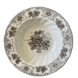 PALATE & PLATE Victorian BROWN Rose Floral Porcelain 8.5" Soup Bowl Set of 4 NEW